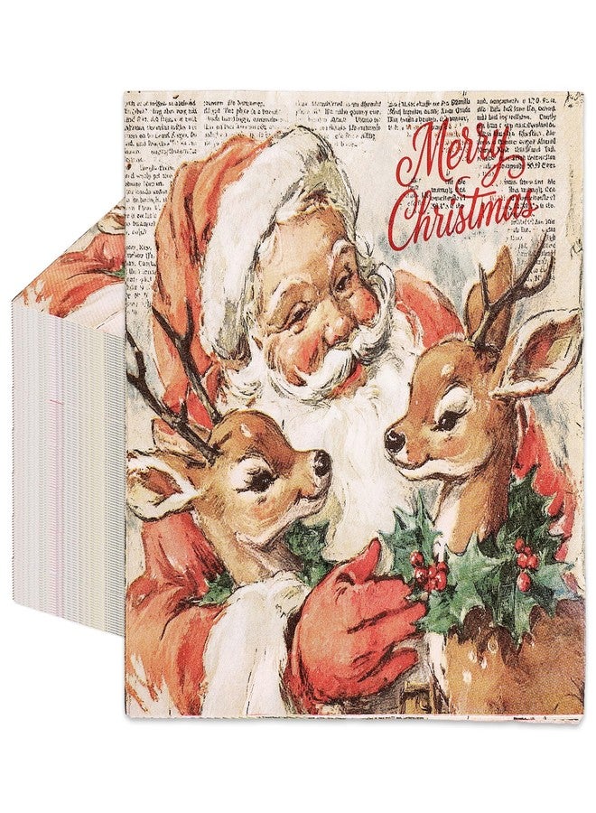 وولاين مجموعة مناديل ورقية عتيقة من والين، 80 قطعة، بتصميمات سانتا ورنة، مثالية للغداء، ولحفلات الشتاء، وللحلوى والعشاء، ولتزيين الطاولات في حفلات الأعياد. - Image 1